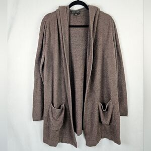 Barefoot Dreams CozyChic Lite Style 480 Long Hooded Cardigan Brown Mocha 1X